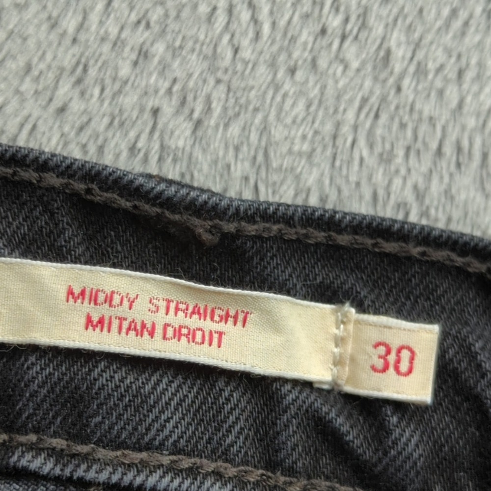 Levis Jeans Womens 30x29 Black Faded Middy‎ Straight High Rise Stretch Denim - Picture 5 of 13